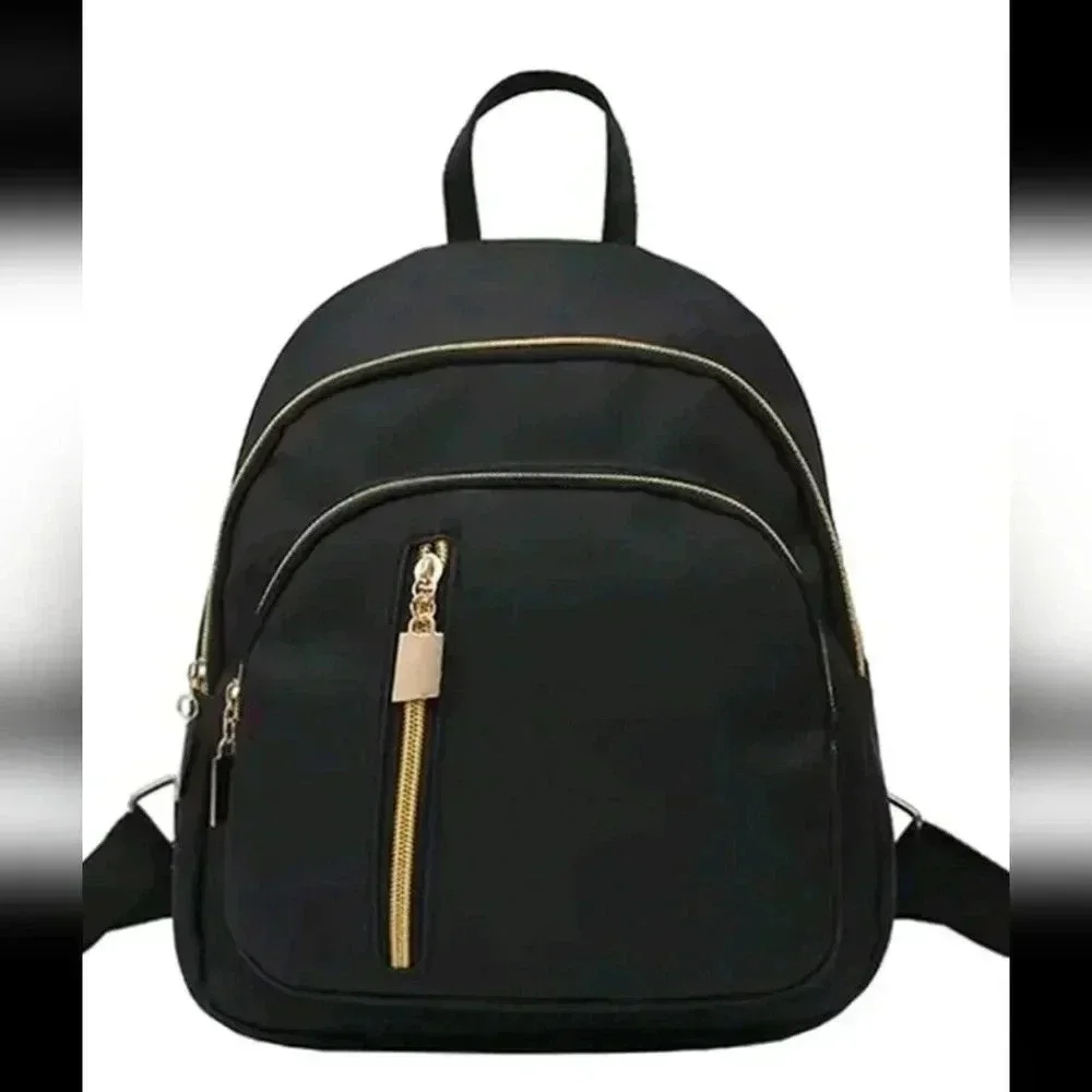 Gold black zipper handbag purse satchel backpack women's bag unisex crew men's f